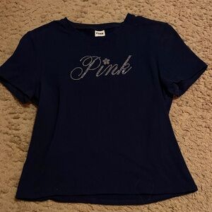 PINK Victoria's Secret Dark Blue Rhinestone Crop Top